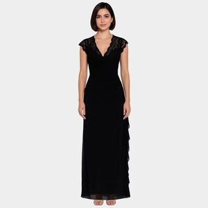 Betsy & Adam Size M, Black Lace Maxi Dress